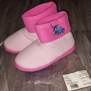 Eeyore disney  pink Slippers Booties bedroom slippers Sz L (9-10) New